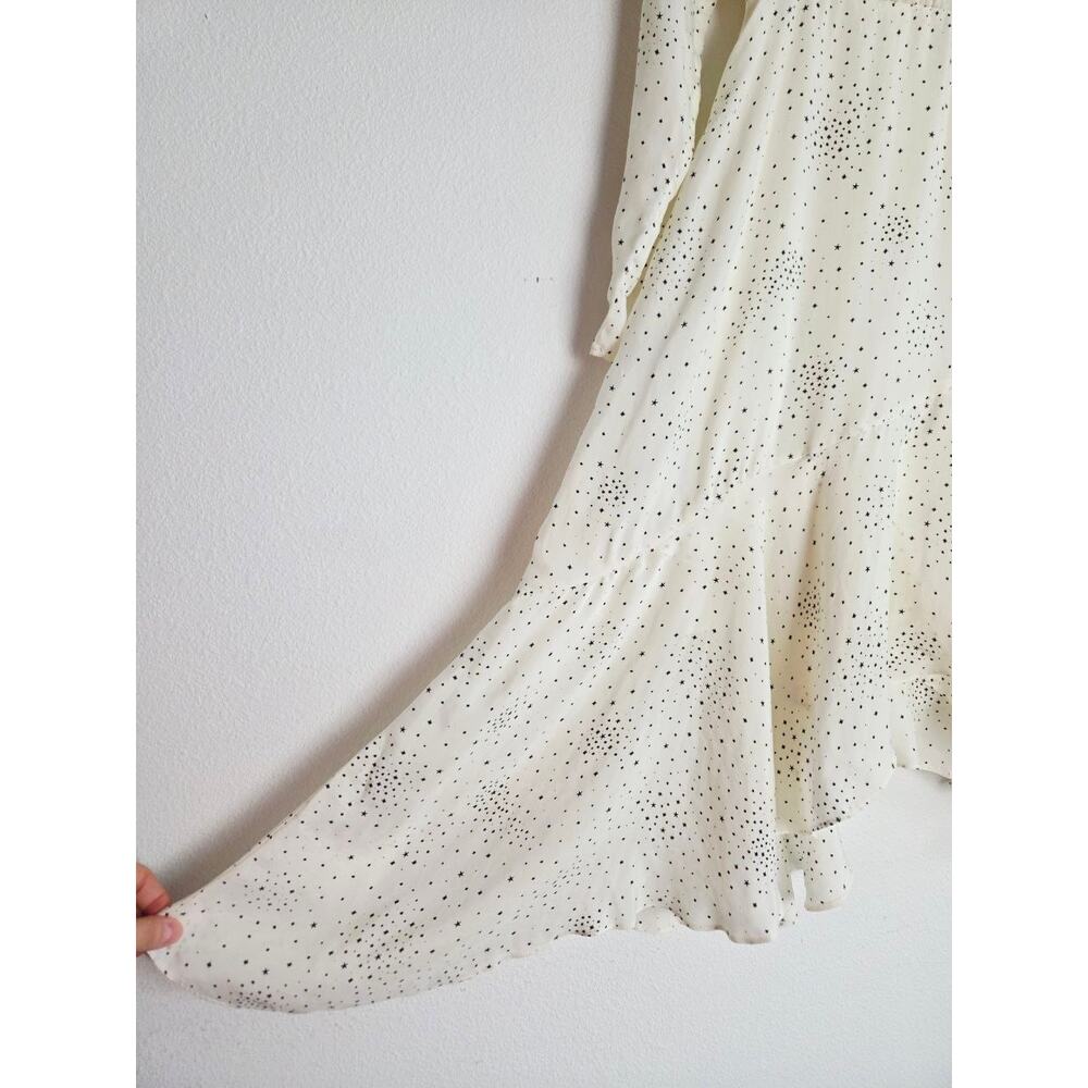 Maje Reto Dress 4 Small FR 36 Ecru Ivory Star Print Asymmetrical Midi NWT - Picture 8 of 16